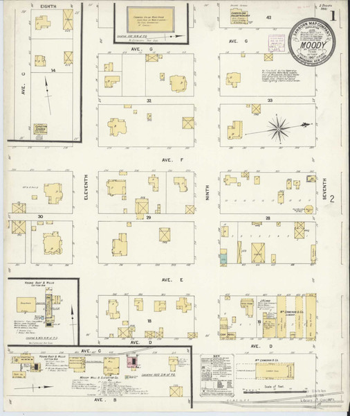 Moody Texas 1907 - Fire Insurance Index - Old Map Reprint Moody Texas 1907 - Fire Insurance Index - Old Map Reprint