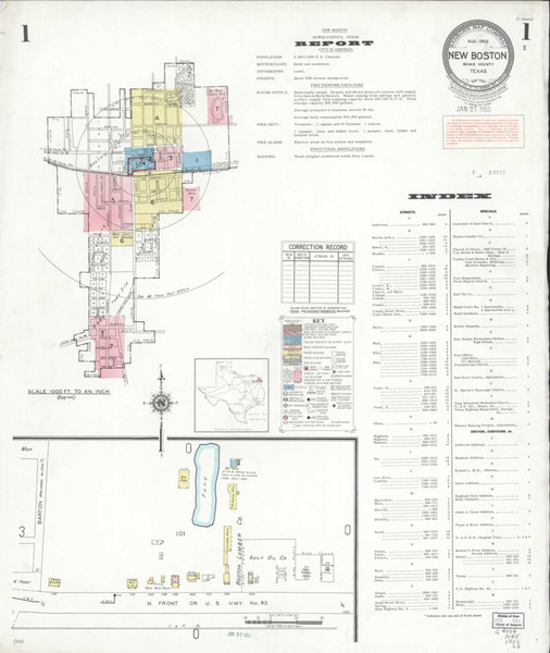 New Boston Texas 1952 - Fire Insurance Index - Old Map Reprint New Boston Texas 1952 - Fire Insurance Index - Old Map Reprint