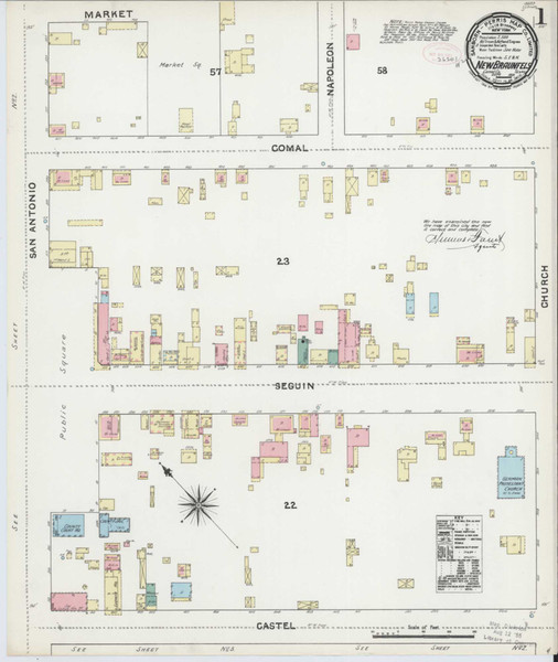 New Braunfels Texas 1891 - Fire Insurance Index - Old Map Reprint New Braunfels Texas 1891 - Fire Insurance Index - Old Map Reprint