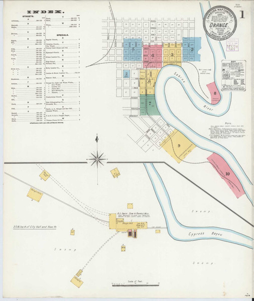 Orange Texas 1904 - Fire Insurance Index - Old Map Reprint Orange Texas 1904 - Fire Insurance Index - Old Map Reprint