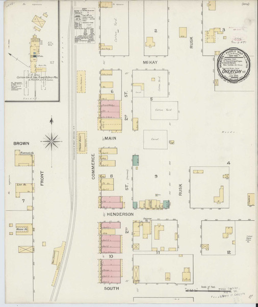 Overton Texas 1893 - Fire Insurance Index - Old Map Reprint Overton Texas 1893 - Fire Insurance Index - Old Map Reprint