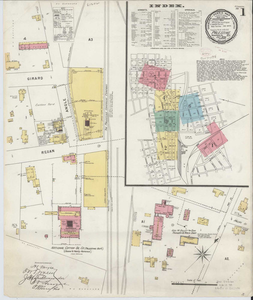 Palestine Texas 1896 - Fire Insurance Index - Old Map Reprint Palestine Texas 1896 - Fire Insurance Index - Old Map Reprint