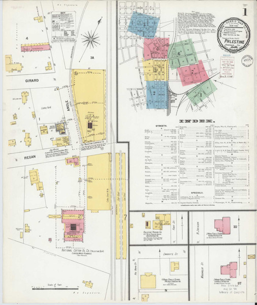 Palestine Texas 1900 - Fire Insurance Index - Old Map Reprint