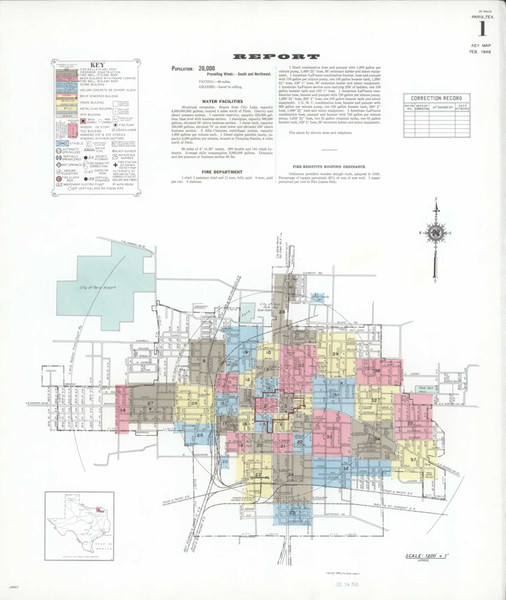 Paris Texas 1946 - Fire Insurance Index - Old Map Reprint Paris Texas 1946 - Fire Insurance Index - Old Map Reprint