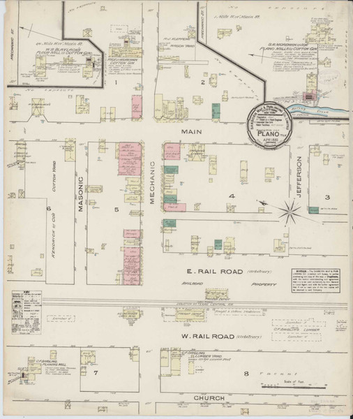 Plano Texas 1885 - Fire Insurance Index - Old Map Reprint Plano Texas 1885 - Fire Insurance Index - Old Map Reprint