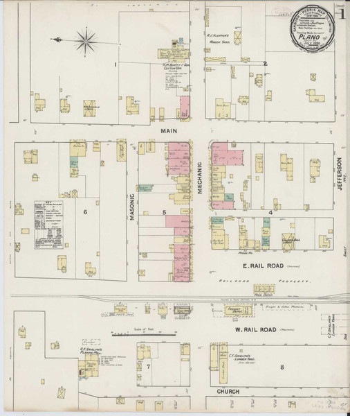 Plano Texas 1890 - Fire Insurance Index - Old Map Reprint Plano Texas 1890 - Fire Insurance Index - Old Map Reprint