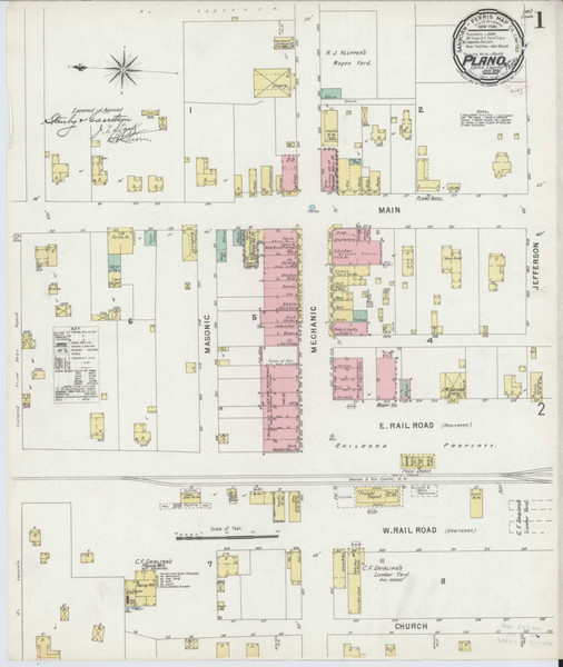 Plano Texas 1896 - Fire Insurance Index - Old Map Reprint Plano Texas 1896 - Fire Insurance Index - Old Map Reprint
