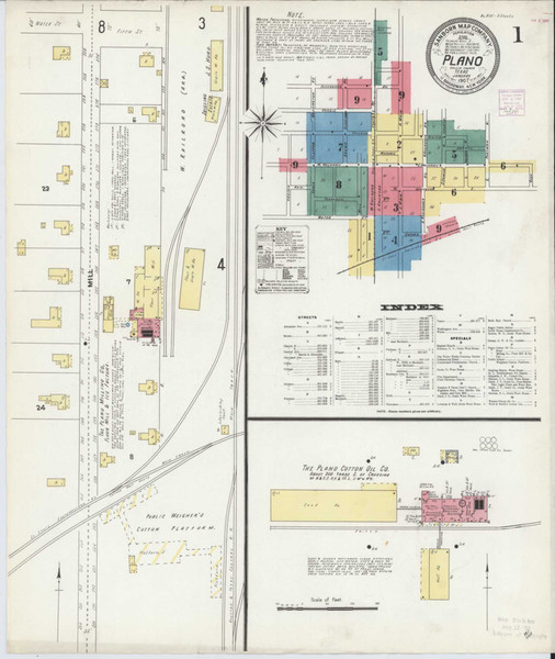 Plano Texas 1907 - Fire Insurance Index - Old Map Reprint Plano Texas 1907 - Fire Insurance Index - Old Map Reprint