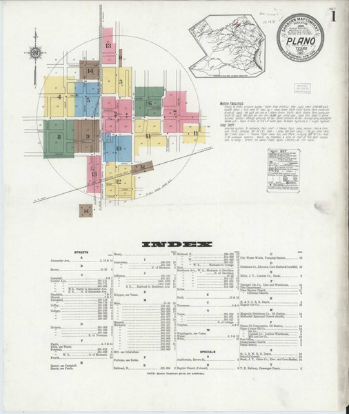 Plano Texas 1921 - Fire Insurance Index - Old Map Reprint Plano Texas 1921 - Fire Insurance Index - Old Map Reprint