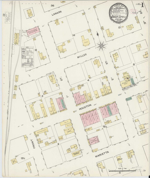 Queen City Texas 1890 - Fire Insurance Index - Old Map Reprint Queen City Texas 1890 - Fire Insurance Index - Old Map Reprint
