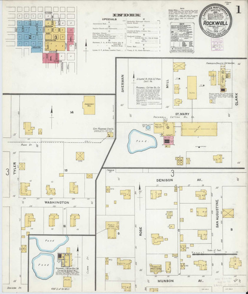 Rockwall Texas 1905 - Fire Insurance Index - Old Map Reprint Rockwall Texas 1905 - Fire Insurance Index - Old Map Reprint