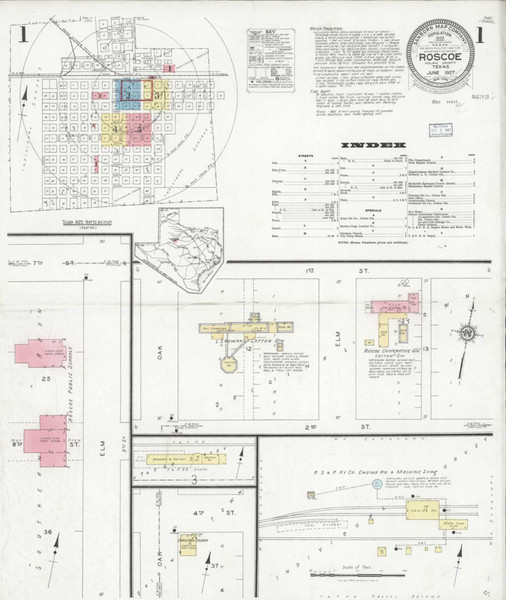 Roscoe Texas 1927 - Fire Insurance Index - Old Map Reprint