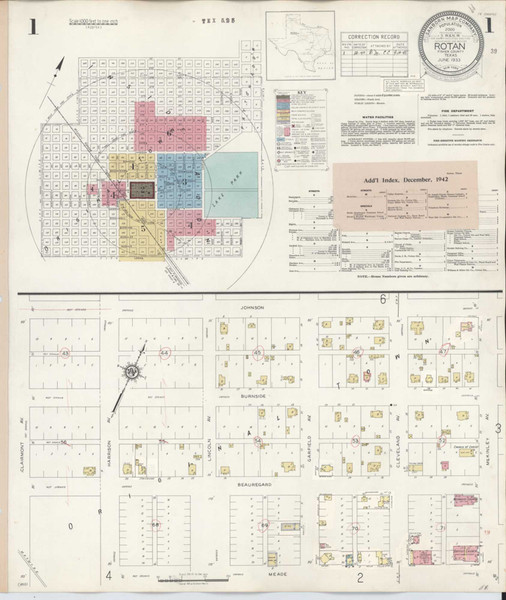 Rotan Texas 1940 - Fire Insurance Index - Old Map Reprint Rotan Texas 1940 - Fire Insurance Index - Old Map Reprint