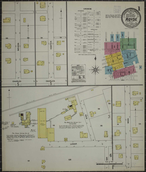 Royse City Texas 1906 - Fire Insurance Index - Old Map Reprint Royse City Texas 1906 - Fire Insurance Index - Old Map Reprint