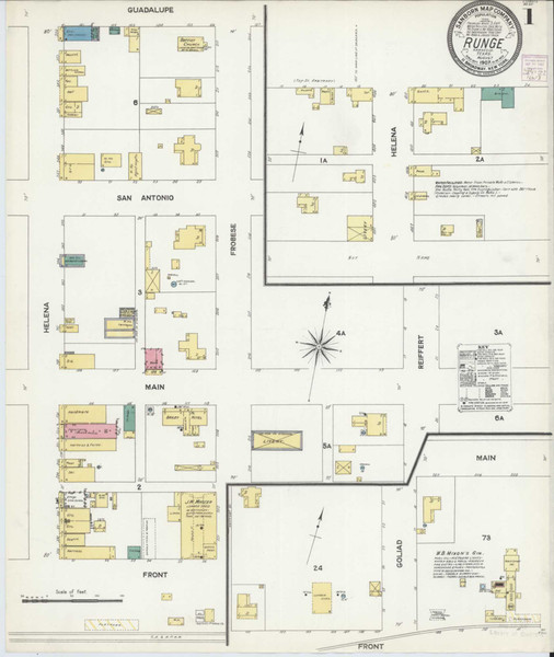 Runge Texas 1907 - Fire Insurance Index - Old Map Reprint