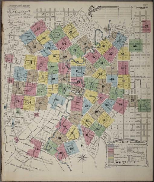 San Antonio Texas 1896 - Fire Insurance Index - Old Map Reprint San Antonio Texas 1896 - Fire Insurance Index - Old Map Reprint