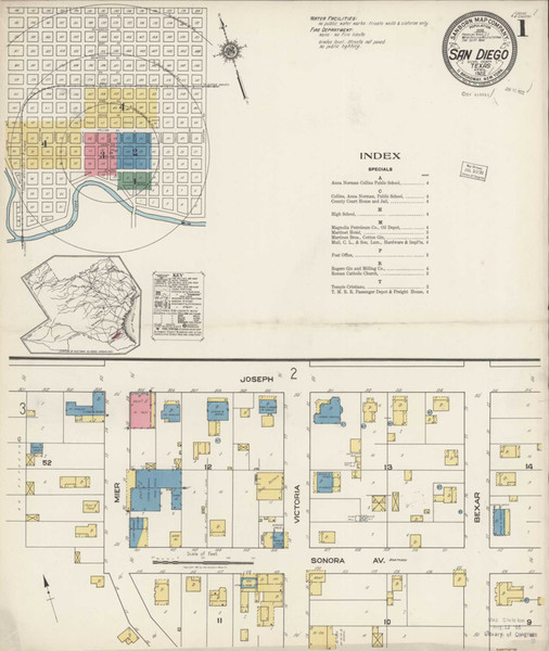 San Diego Texas 1922 - Fire Insurance Index - Old Map Reprint San Diego Texas 1922 - Fire Insurance Index - Old Map Reprint