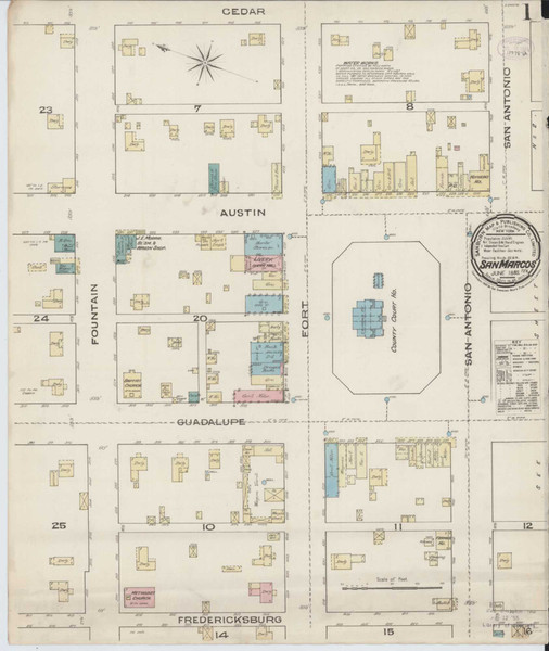 San Marcos Texas 1885 - Fire Insurance Index - Old Map Reprint San Marcos Texas 1885 - Fire Insurance Index - Old Map Reprint