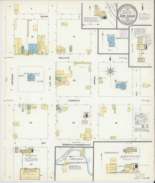 San Saba Texas 1907 - Fire Insurance Index - Old Map Reprint San Saba Texas 1907 - Fire Insurance Index - Old Map Reprint