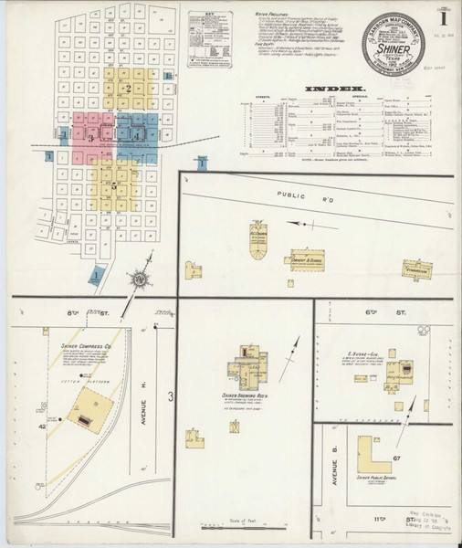 Shiner Texas 1912 - Fire Insurance Index - Old Map Reprint Shiner Texas 1912 - Fire Insurance Index - Old Map Reprint