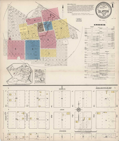 Slaton Texas 1922 - Fire Insurance Index - Old Map Reprint Slaton Texas 1922 - Fire Insurance Index - Old Map Reprint