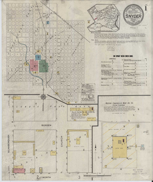 Snyder Texas 1920 - Fire Insurance Index - Old Map Reprint Snyder Texas 1920 - Fire Insurance Index - Old Map Reprint