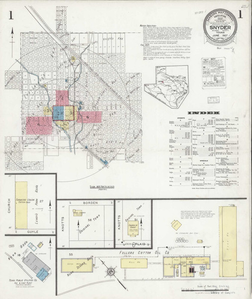 Snyder Texas 1927 - Fire Insurance Index - Old Map Reprint Snyder Texas 1927 - Fire Insurance Index - Old Map Reprint