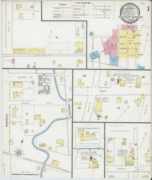 Sulphur Springs Texas 1893 - Fire Insurance Index - Old Map Reprint Sulphur Springs Texas 1893 - Fire Insurance Index - Old Map Reprint