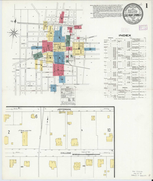 Sulphur Springs Texas 1909 - Fire Insurance Index - Old Map Reprint Sulphur Springs Texas 1909 - Fire Insurance Index - Old Map Reprint