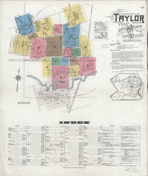 Taylor Texas 1923 - Fire Insurance Index - Old Map Reprint Taylor Texas 1923 - Fire Insurance Index - Old Map Reprint