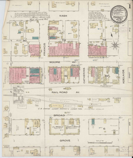 Terrell Texas 1885 - Fire Insurance Index - Old Map Reprint Terrell Texas 1885 - Fire Insurance Index - Old Map Reprint