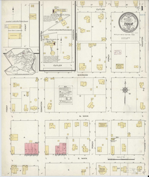 Tioga Texas 1914 - Fire Insurance Index - Old Map Reprint