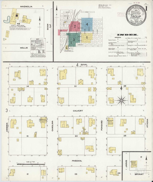 Troup Texas 1909 - Fire Insurance Index - Old Map Reprint Troup Texas 1909 - Fire Insurance Index - Old Map Reprint