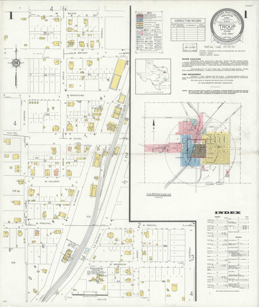 Troup Texas 1934 - Fire Insurance Index - Old Map Reprint Troup Texas 1934 - Fire Insurance Index - Old Map Reprint