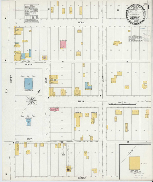 Uvalde Texas 1900 - Fire Insurance Index - Old Map Reprint Uvalde Texas 1900 - Fire Insurance Index - Old Map Reprint