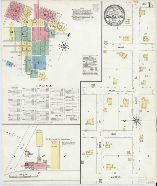 Van Alstyne Texas 1907 - Fire Insurance Index - Old Map Reprint