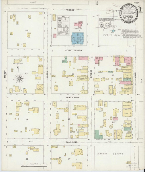 Victoria Texas 1896 - Fire Insurance Index - Old Map Reprint