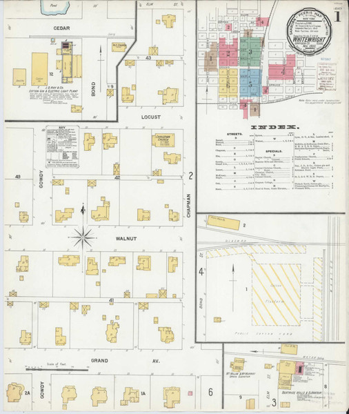 Whitewright Texas 1900 - Fire Insurance Index - Old Map Reprint Whitewright Texas 1900 - Fire Insurance Index - Old Map Reprint