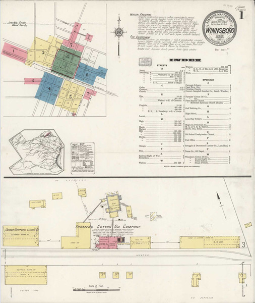 Winnsboro Texas 1921-11 - Fire Insurance Index - Old Map Reprint Winnsboro Texas 1921-11 - Fire Insurance Index - Old Map Reprint