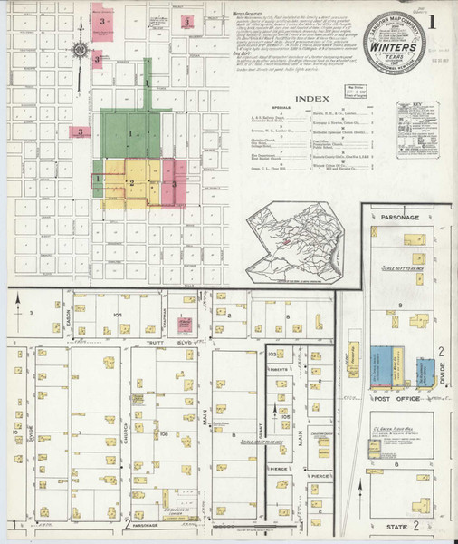 Winters Texas 1917 - Fire Insurance Index - Old Map Reprint Winters Texas 1917 - Fire Insurance Index - Old Map Reprint