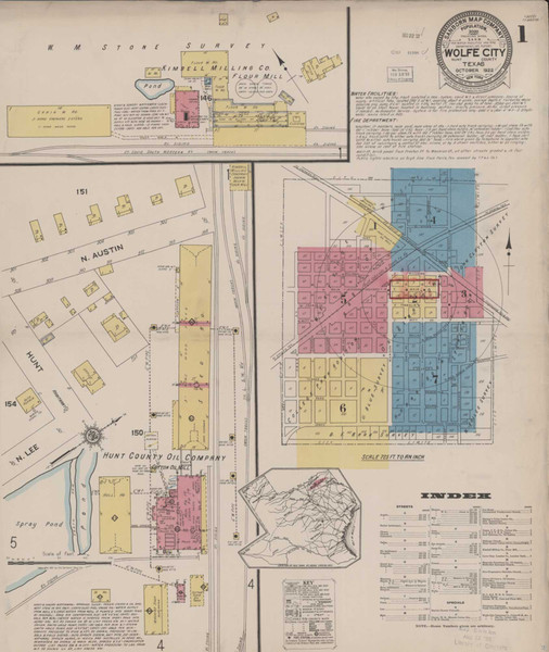 Wolfe City Texas 1922 - Fire Insurance Index - Old Map Reprint Wolfe City Texas 1922 - Fire Insurance Index - Old Map Reprint