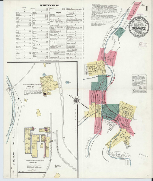 Deadwood, South Dakota Fire Insurance 1909 Sheet 1 - Old Town Map Reprint Wild West