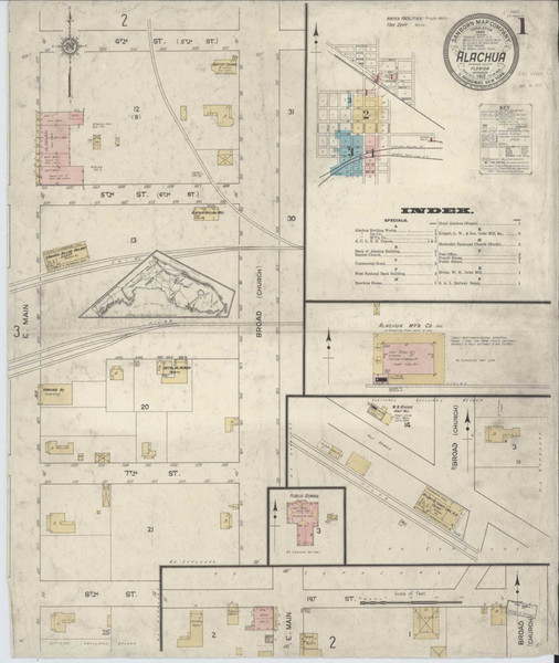 Alachua Florida 1912 - Fire Insurance Index - Old Map Reprint