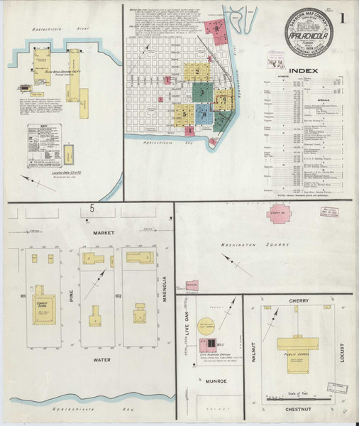 Apalachicola Florida 1909 - Fire Insurance Index - Old Map Reprint Apalachicola Florida 1909 - Fire Insurance Index - Old Map Reprint