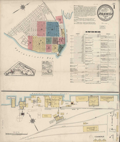 Apalachicola Florida 1922 - Fire Insurance Index - Old Map Reprint Apalachicola Florida 1922 - Fire Insurance Index - Old Map Reprint