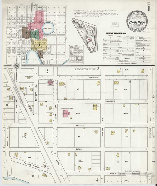 Avon Park Florida 1920 - Fire Insurance Index - Old Map Reprint Avon Park Florida 1920 - Fire Insurance Index - Old Map Reprint