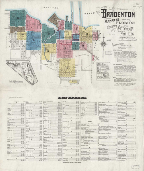Bradentown Florida 1926 - Fire Insurance Index - Old Map Reprint