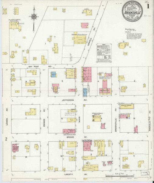 Brooksville Florida 1911 - Fire Insurance Index - Old Map Reprint