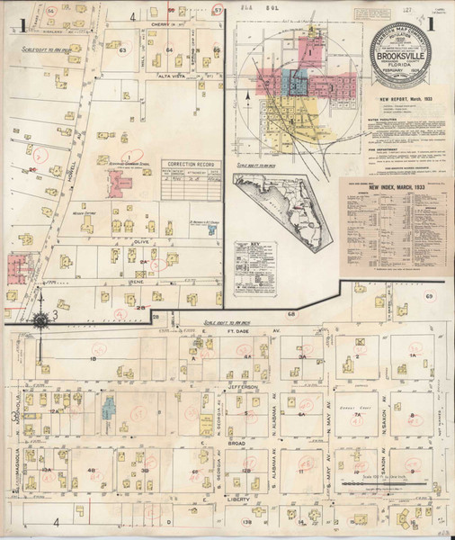 Brooksville Florida 1945 - Fire Insurance Index - Old Map Reprint