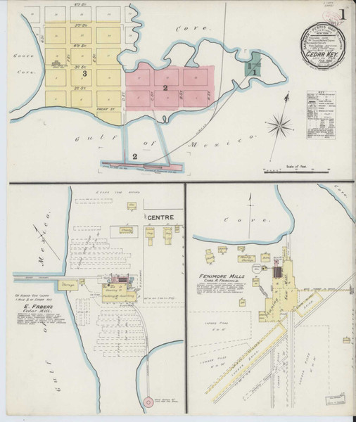 Cedar Key Florida 1890 - Fire Insurance Index - Old Map Reprint